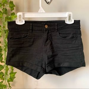 H&M Black Denim Mid Waisted Jean Shorts